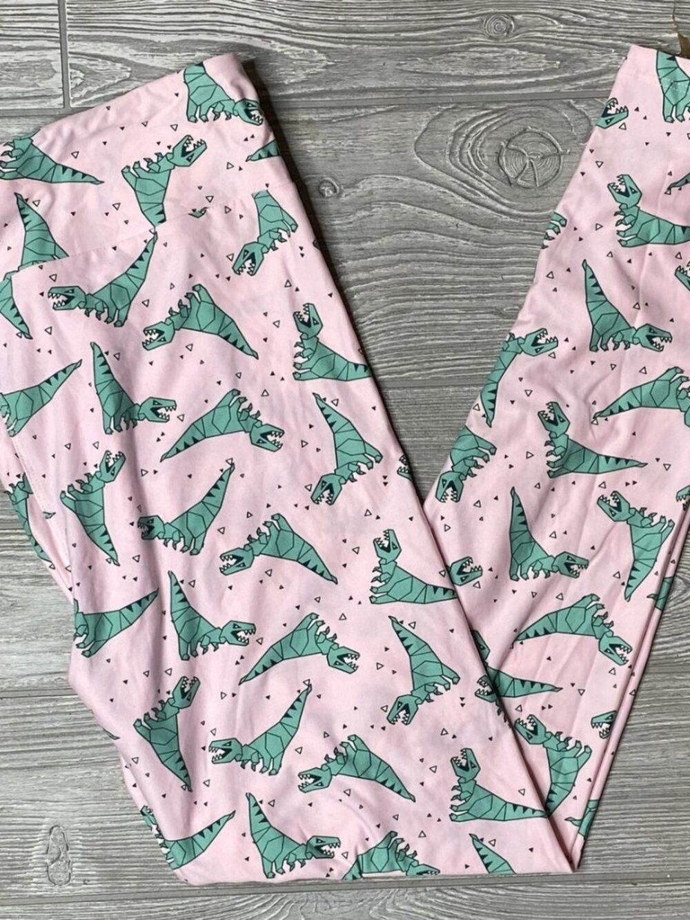 LuLaRoe TC Pink with green dinosaurs NEW